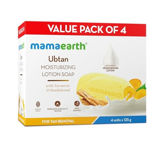 Mamaearth Ubtan Moisturizing Lotion Soap Gently Exfoliates & Deeply Cleanses - Pack Of 4