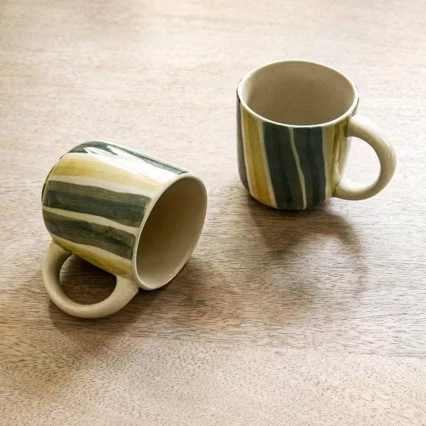 Ellementry Olive Coffee Mug Set For Kitchen/Gifting Purpose(SWETA2632) - set of 2