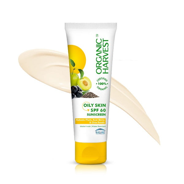 Organic Harvest Sunscreen SPF 60 For Oily Skin Quick Absorb Hydrates Skin(Certified Organic) - 100 g