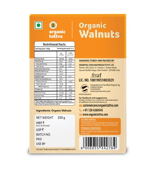 Organic Tattva Kashmiri Walnuts (Certified ORGANIC) - 250 g