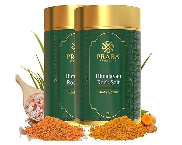 Praba Ayurvedha Himalayan Rock Salt Body Scrub Pink Rock Salt Powder Herbs Full Body Scrub - 100 g