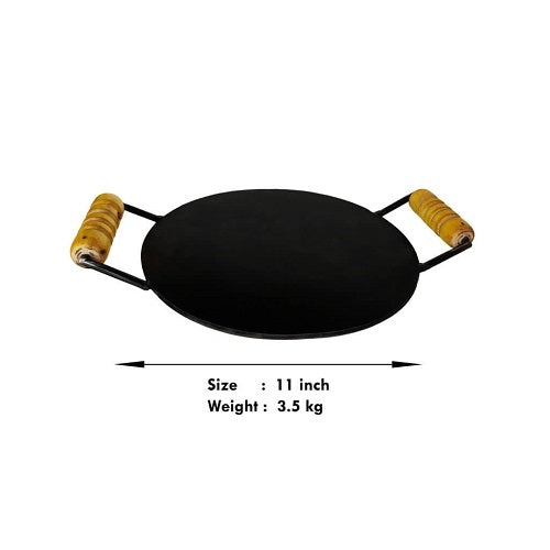 Pure Iron Dosa Tawa With Wooden Handle - 11 inch
