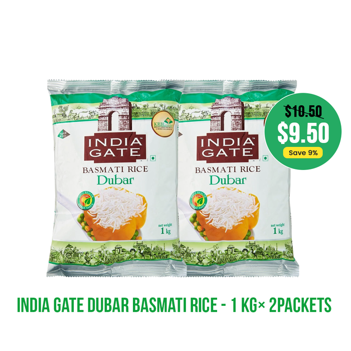 India Gate Dubar Basmati Rice - 1 Kg x 2