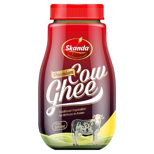 Skanda Premium Cow Ghee Nature Cow Milk Ghee Rich in Vitamin A Rich in Aroma Traditionally Handcrafted - 500 ml