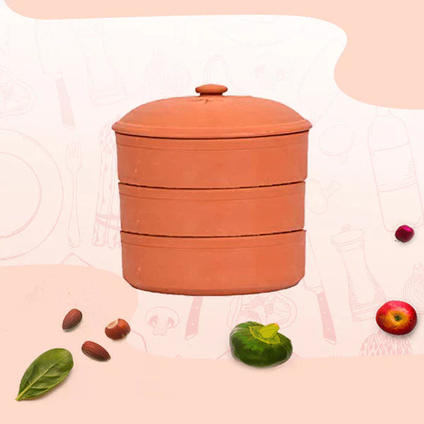 Terracotta sprout box - (3 container with lid)