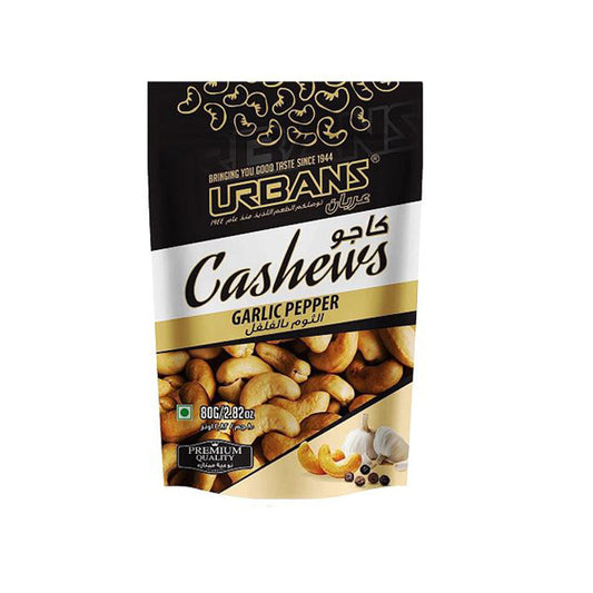 Urbans Dry Roasted Garlic Pepper Flavored Cashews - 80 g