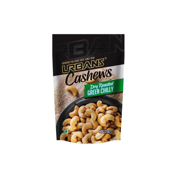 Urbans Dry Roasted Green Chilly Flavoured Cashews - 80 g
