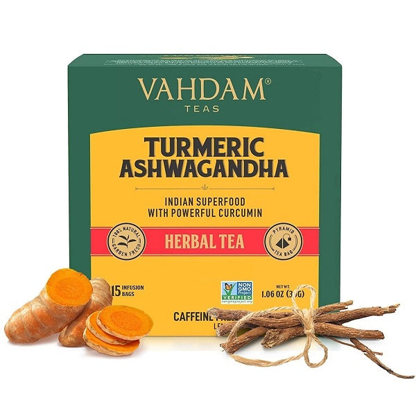 VAHDAM Turmeric Ashwagandha Herbal Tea Bags - 30 Tea Bags