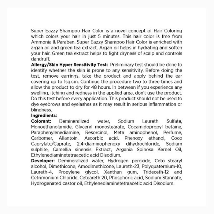 Vcare Super Eazzy Shampoo Hair Colour New Improved Black 20ml