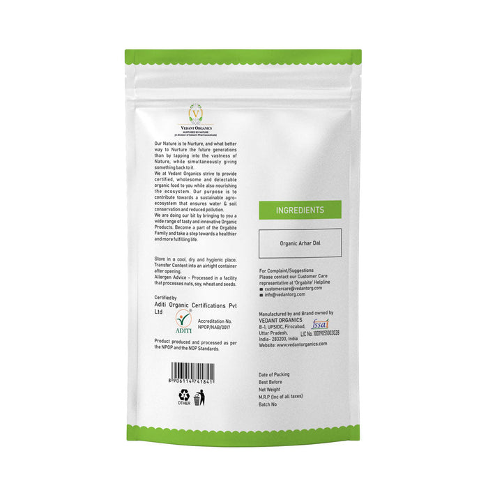 Orgabite Toor Dal (Certified ORGANIC) - 1 kg