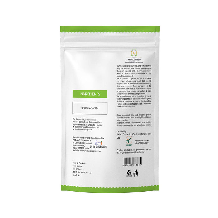 Orgabite Toor Dal (Certified ORGANIC) - 500 g