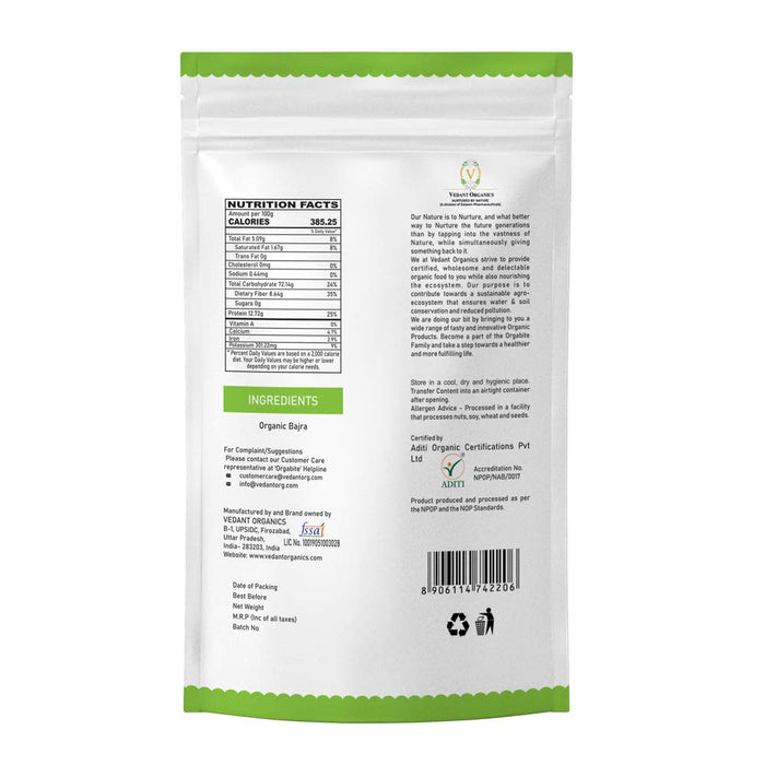 Orgabite Bajra Flour (Certified ORGANIC) - 500 g