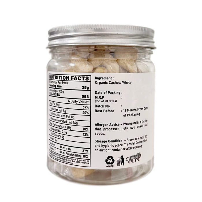 Orgabite Cashewnut Whole (Certified ORGANIC) - 200 g