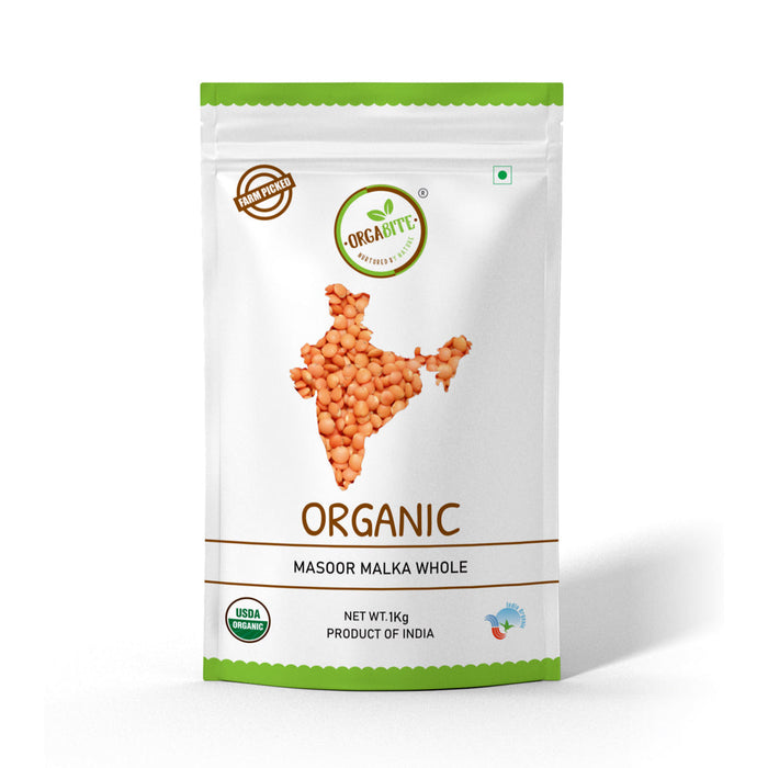 Orgabite Malka Masoor Dal Whole (Certified ORGANIC) - 1 Kg