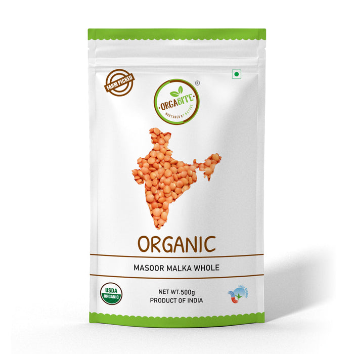 Orgabite Malka Masoor Dal Whole (Certified ORGANIC) - 500 g