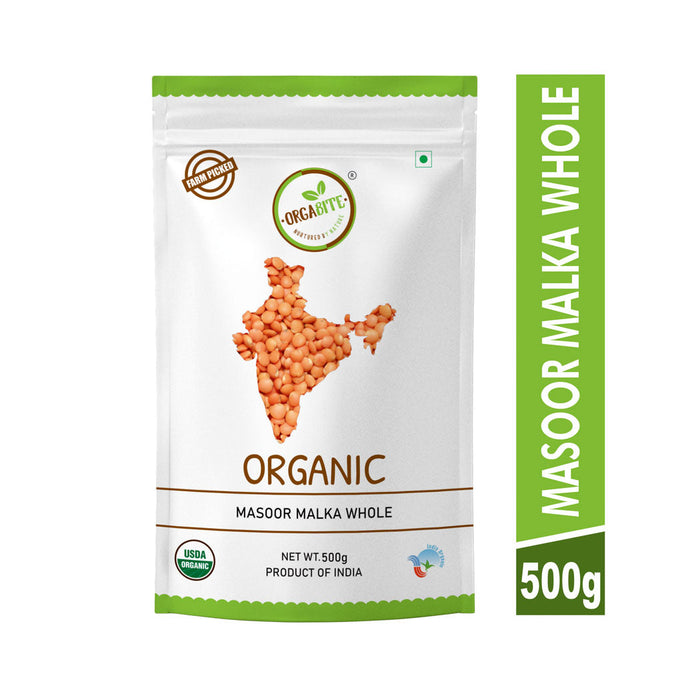 Orgabite Malka Masoor Dal Whole (Certified ORGANIC) - 500 g