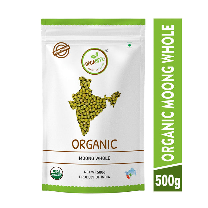 Orgabite Green Moong Dal Whole (Certified ORGANIC) - 500 g