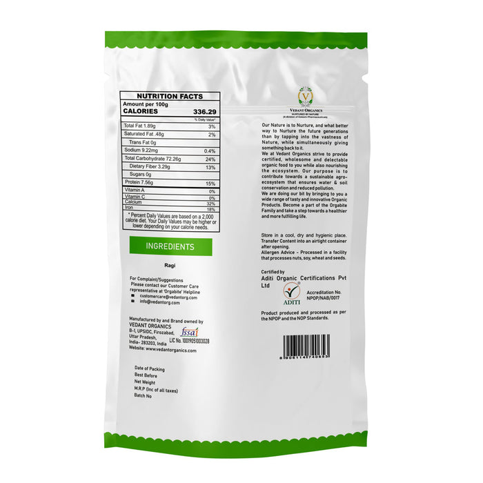 Orgabite Ragi Millet (Certified ORGANIC) - 500 g