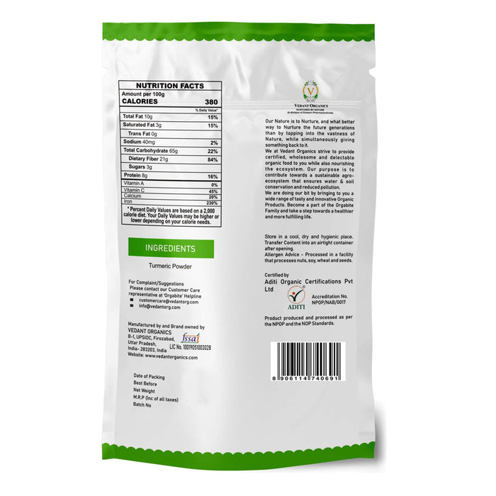 Orgabite Turmeric Powder (Certified ORGANIC) - 100 g