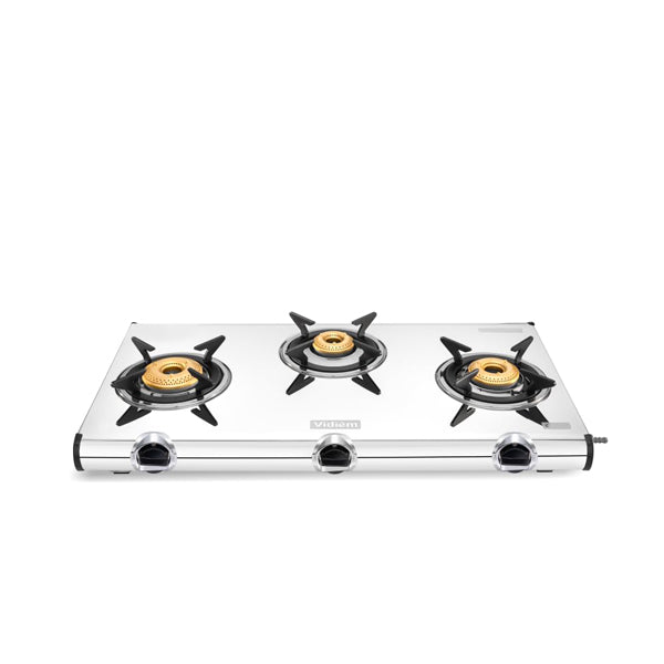 Vidiem Curve Stainless Steel 3 Burner Gas Stove - 1 Pc