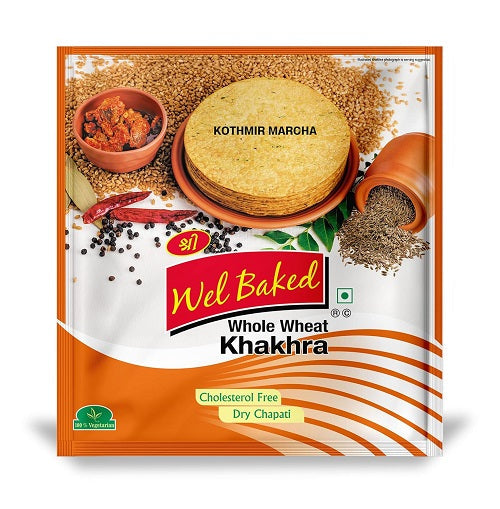 Wel Baked Whole Wheat Khakhra Bajra Kothmir Marcha - 200 g
