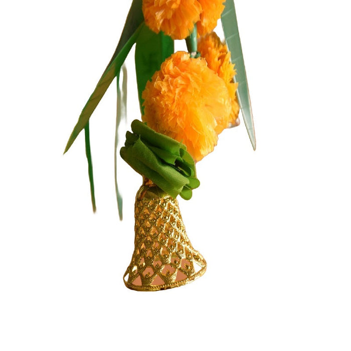 Marigold Flowers with Mango Leaf Door Hanging Toran (Orange) - 1 Pc