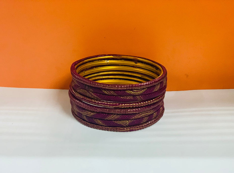 Stylish Clay Coated Designer Bangle Set Maroon (2.4) - 1 Pc