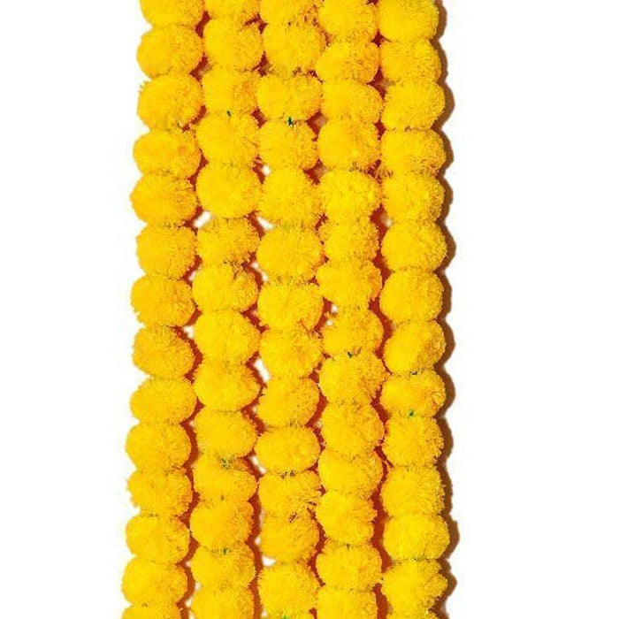 Artificial Marigold Flowers Garland For Decoration Yellow - Set of 2