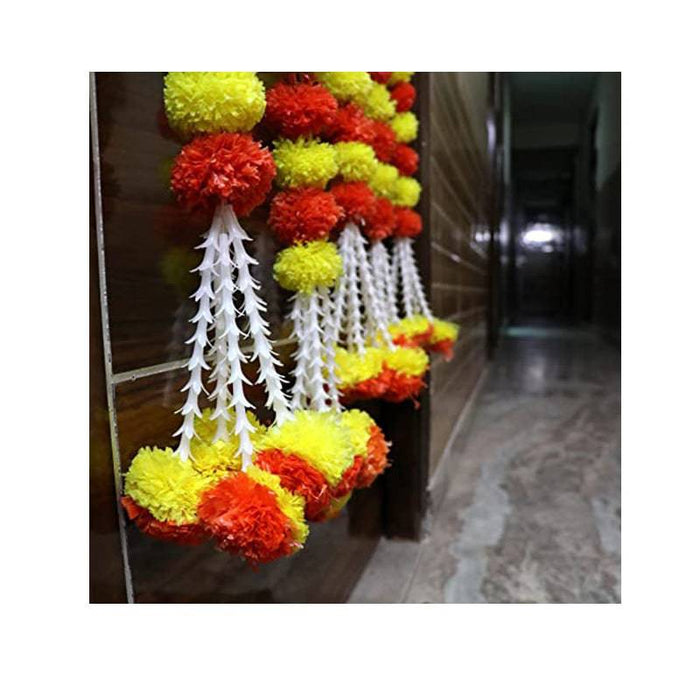 Artificial Marigold Hanging with Tubeflowers (Yellow and Orange) - 1 Set (2 Pcs)