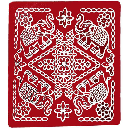 Rangoli Kolam Sticker Maroon Medium - set of 3 (10 inches)