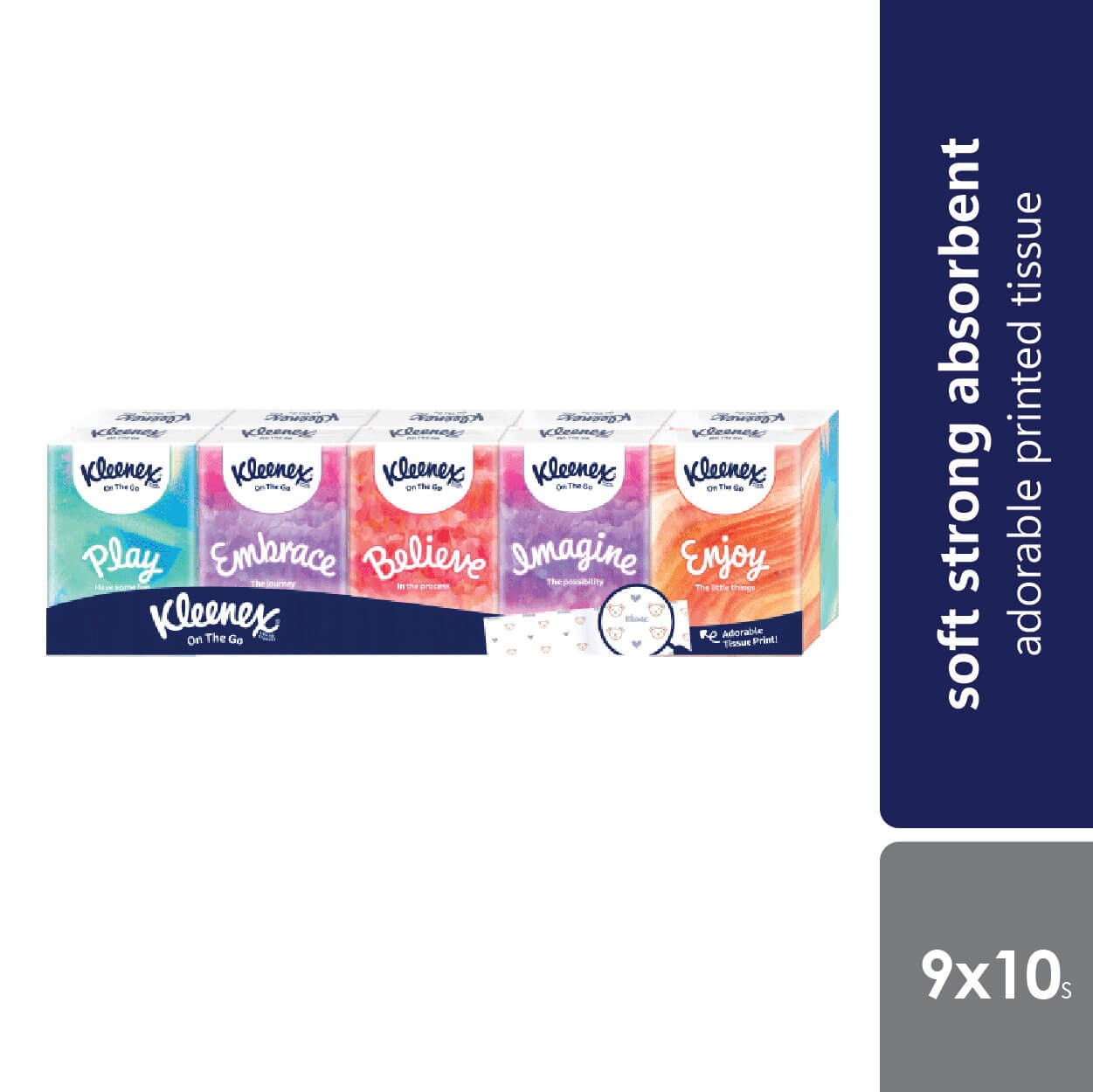 Kleenex Classic Hanky Pack 3ply Pocket Tissue - 9 x 10 Sheets