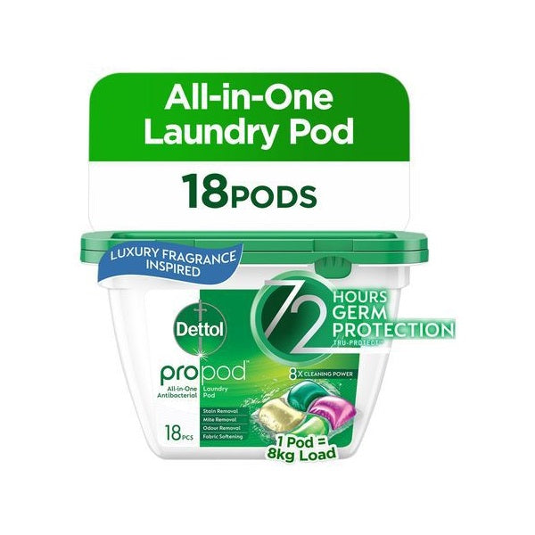 Dettol All in One ProPod Laundry Detergent Capsules - 18 Pc