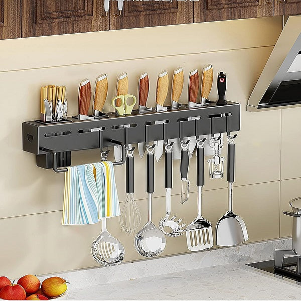 Wolpin Kitchen Shelf Stainless Steel Floating Shelves Wall Mount Knife Holder - 1 Pc