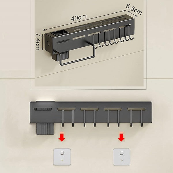 Wolpin Kitchen Shelf Stainless Steel Floating Shelves Wall Mount Knife Holder - 1 Pc