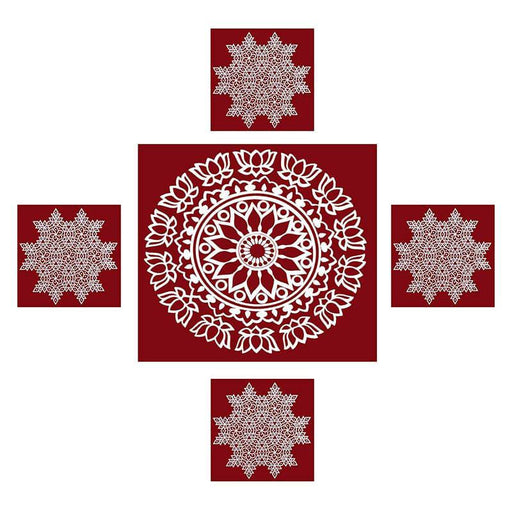 Kolam Sticker Maroon Medium - Set of 3 - FromIndia.com