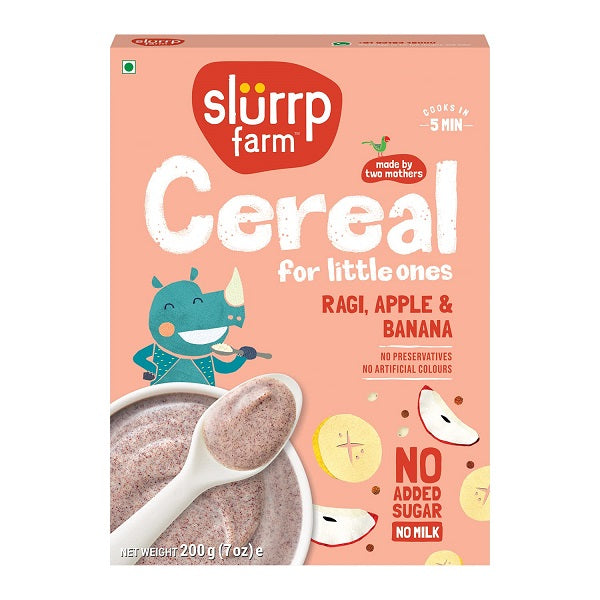 Slurrp Farm Ragi & Apple Cereal with No Sugar Real Apple & Banana Instant Cereal Cereal with No Milk No Preservatives - 200 g
