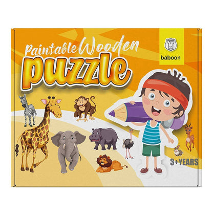 Baboon Paintable Wooden Animals Puzzle - 1 Pc