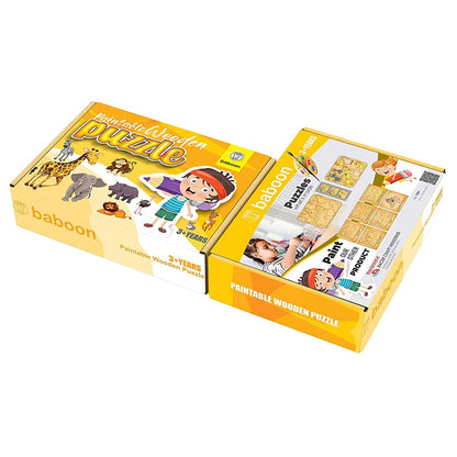 Baboon Paintable Wooden Animals Puzzle - 1 Pc