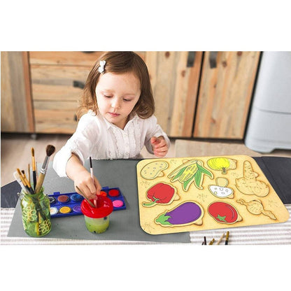 Baboon Paintable Wooden Vegetable Puzzle for Kids - 1 Pc