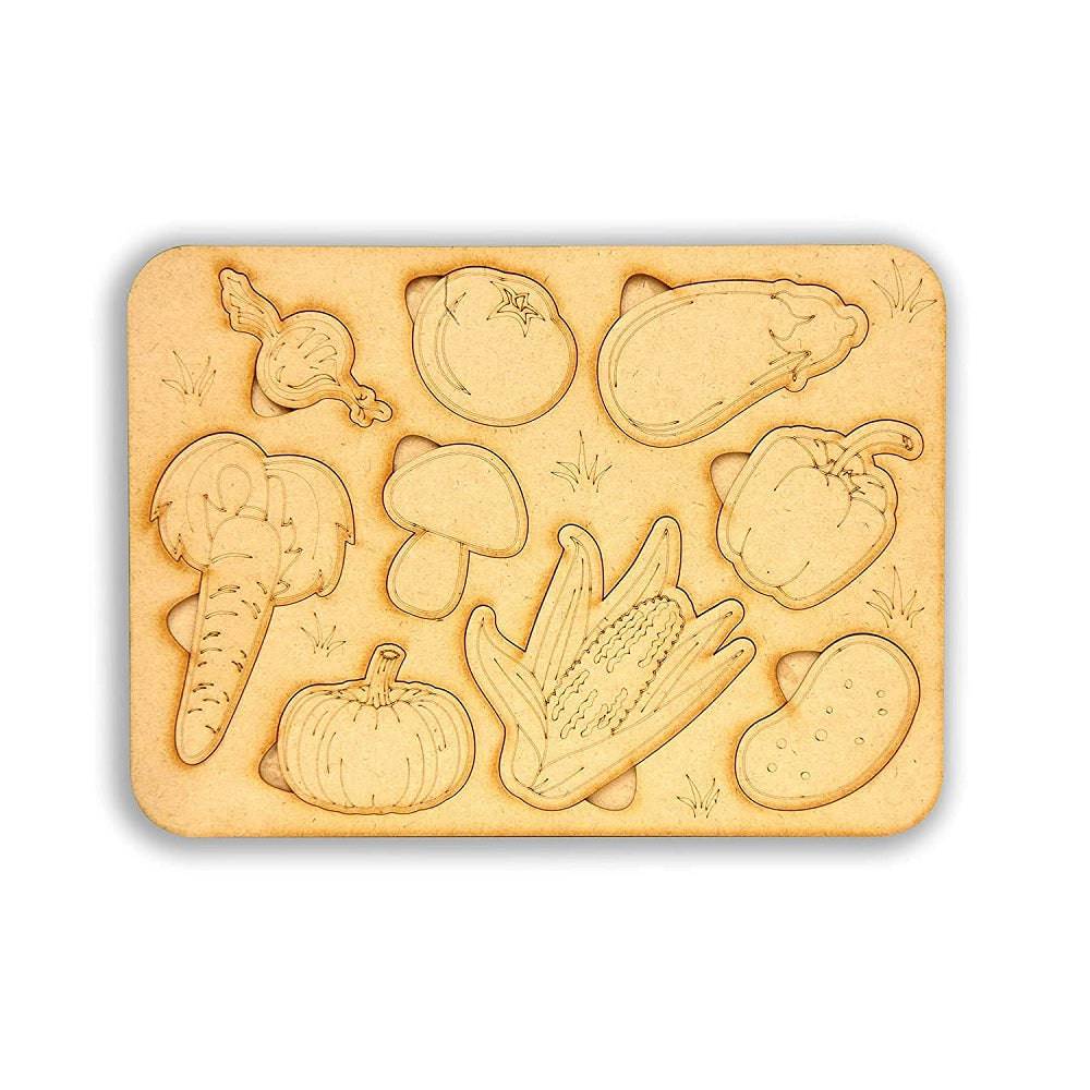 Baboon Paintable Wooden Vegetable Puzzle for Kids - 1 Pc