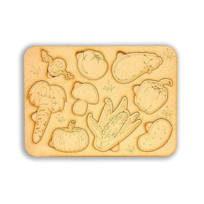 Baboon Paintable Wooden Vegetable Puzzle for Kids - 1 Pc