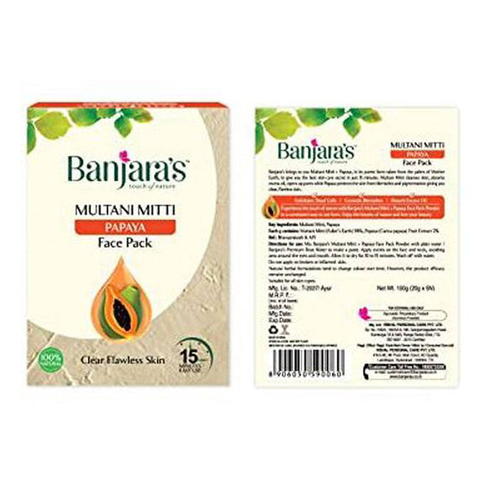 BANJARA'S 15MFP Multani Mitti Papaya Face Pack - 5 x 20 g