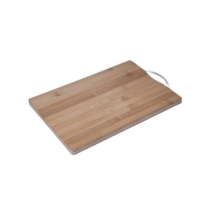 Natural Wood Chopping Board with SS Handle Rectangle - 1 Pc