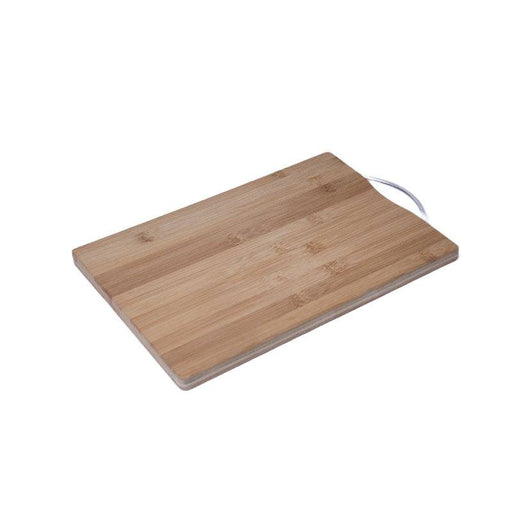Natural Wood Chopping Board with SS Handle-Rectangle - FromIndia.com