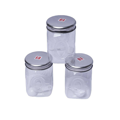Plastic Jars with Metal Finish Lids-250 ml Set of 3 - FromIndia.com