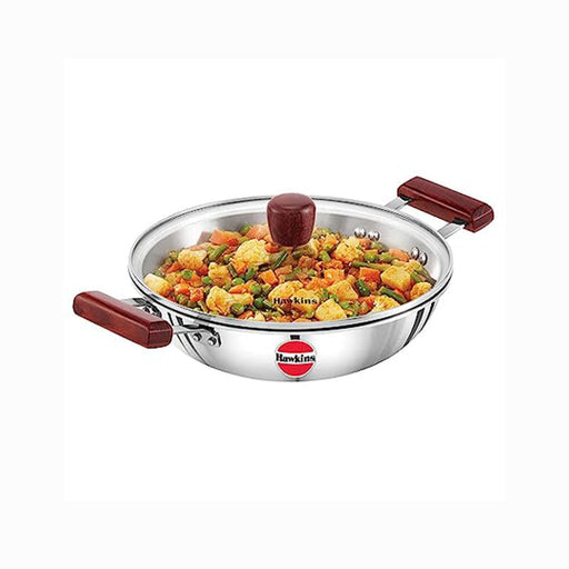 Hawkins Triply Stainless Steel Deep Fry Pan with glass lid - 2.5 Litre - FromIndia.com