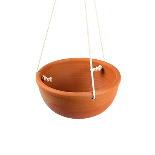 Terracotta Hanging Bowl Planter with Rope - FromIndia.com