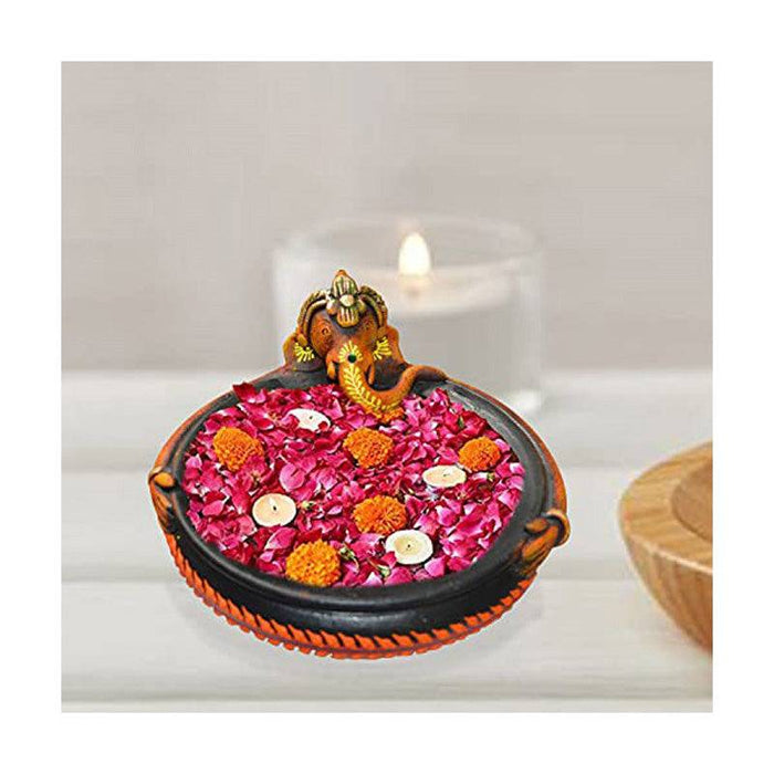 Terracotta Decorative Bowl / Ganesha Urli -7.5 inch - FromIndia.com