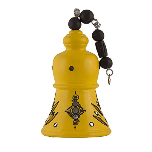 Terracotta Decorative Hanging Yellow Bell , 31 cm - FromIndia.com