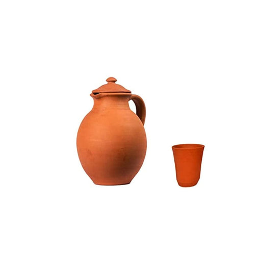 Terracotta Water jug with Glass -2000ml - FromIndia.com